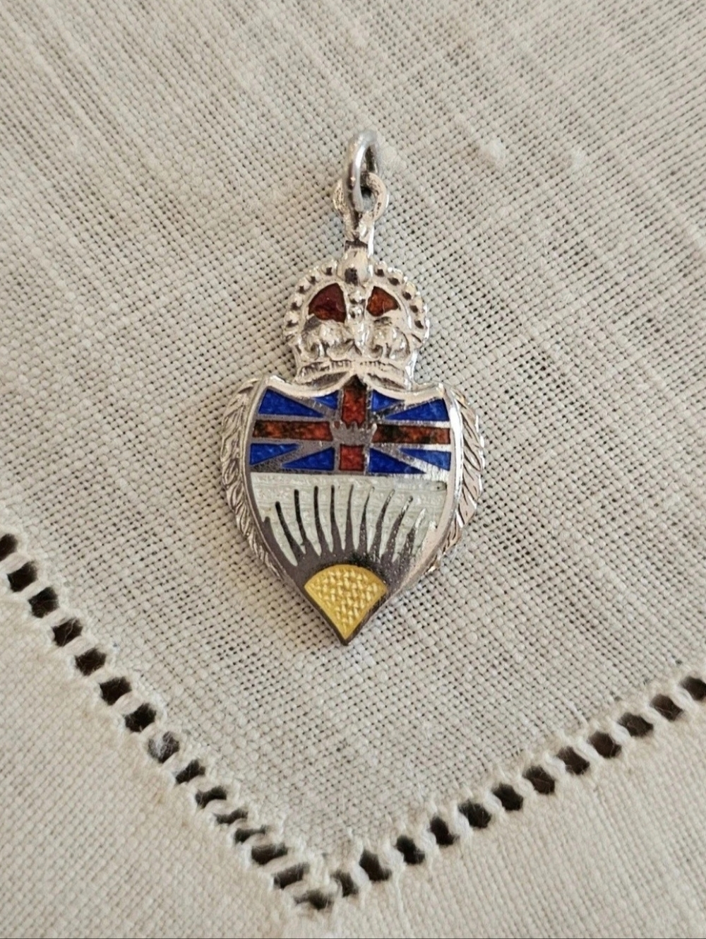 Vintage 60's BMCO Sterling Silver Pendant British Columbia Canada Enamel Shield